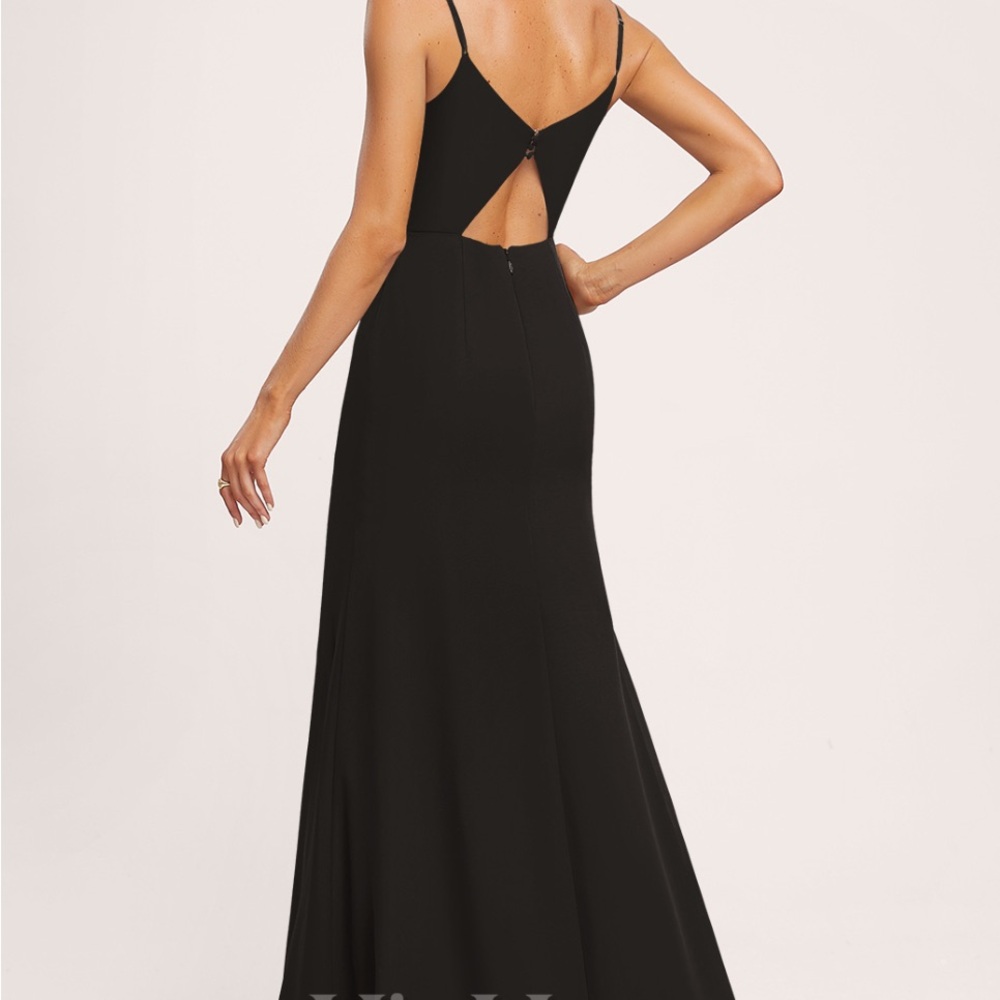 JJs House Black A-line V-Neck Floor-Length Prom
Bridesmaid Formal Dress #290685